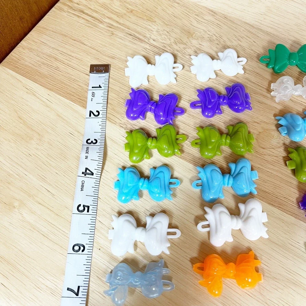 Vintage 80s 90s  Multi-Color Bow Barrettes Plastic Snap Tight Girls Goody Cutie